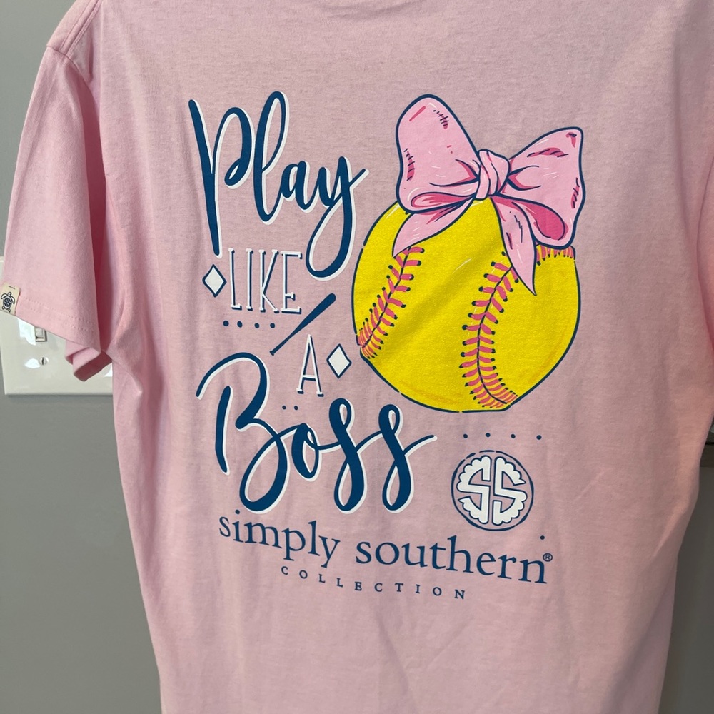 Pink simply southern softball tee shirt.